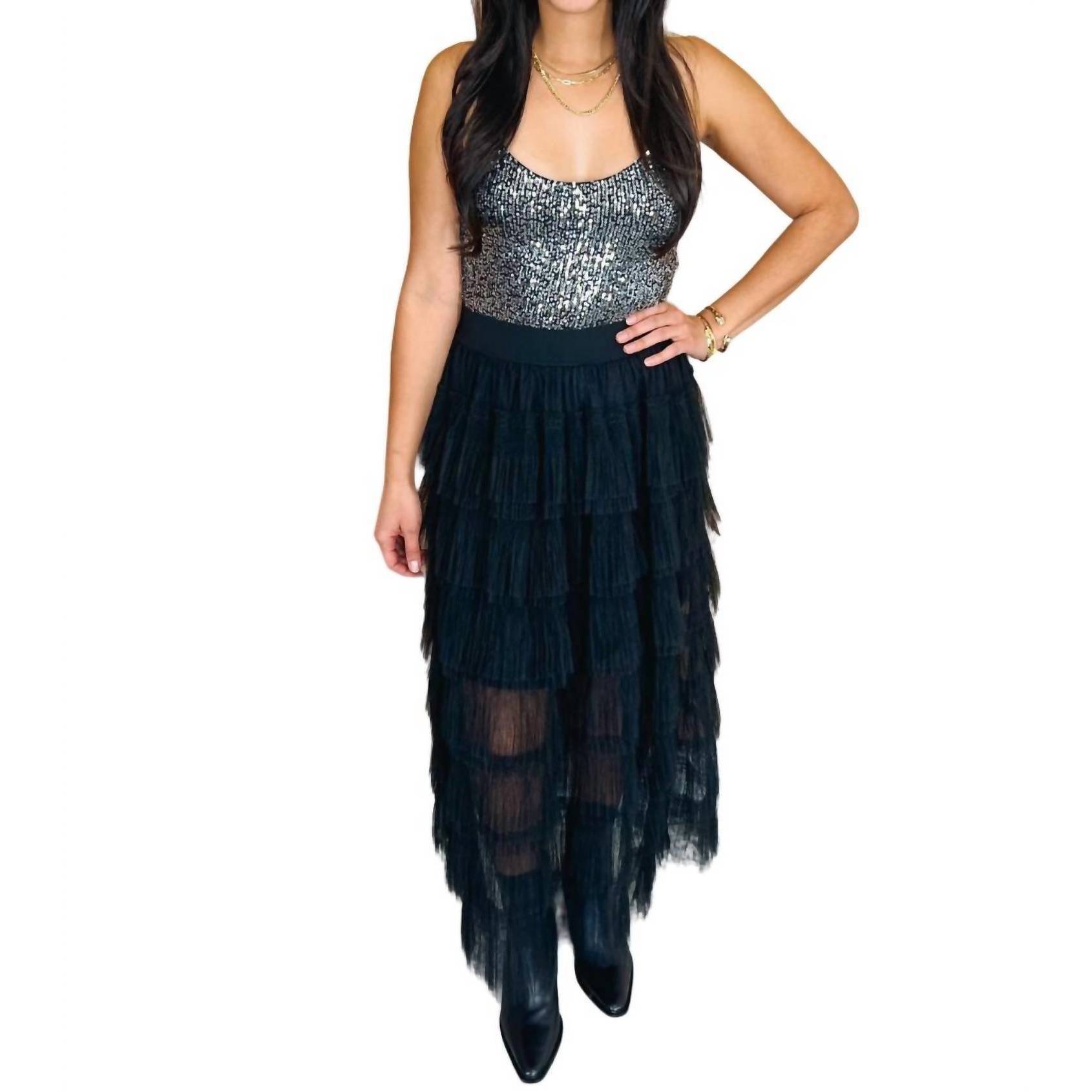 New Elan Veronica Top In Black/Silver